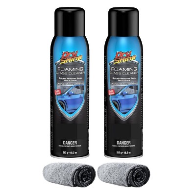 Dry Shine 2pk Foaming Glass Cleaner and 2 Premium Microfiber Towels