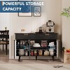 homfan Modern Farmhouse Buffet Cabinet with Fluted Design, Kitchen Storage Sideboard & Coffee Bar Cabinet with Shelves for Dining Room,Living Room - 4 of 4