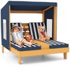 Costway Kids Double Chaise Lounge Patio Lounge Chair with Cup Holders & Awning Blue/Colorful/Brown - 2 of 4