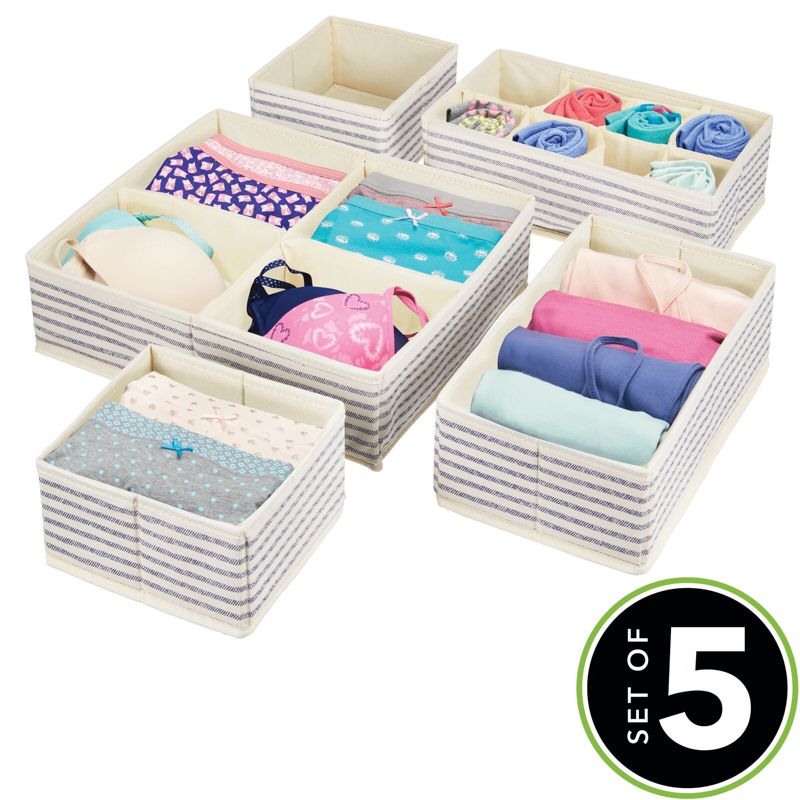 mDesign Fabric Drawer/Closet Divided Organizers, Set of 5, 2 of 9