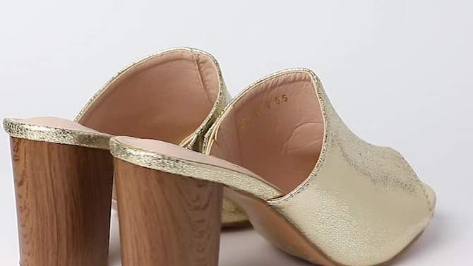 Allegra K Women's Open Toe Mules Chunky Metallics Heels Slide Sandals, 2 of 9, play video