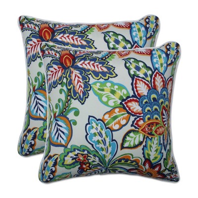 2pc 16.5" Outdoor/Indoor Throw Pillow Set Copeland Fiesta Blue - Pillow Perfect