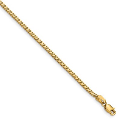Black Bow Jewelry 1.4mm 14k Yellow Gold Solid Franco Chain Bracelet