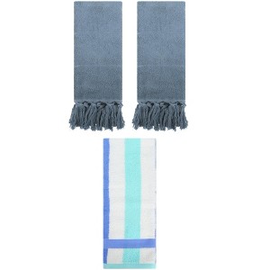 REGALWOVEN 3 Packs Cotton Absorbent Soft Decorative Bathroom Hand Towel Set - 1 of 4