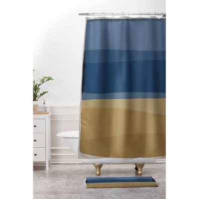 Navy and brown shower on sale curtain