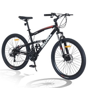 Bicycles, Full Dual Suspension Mountain Bike 26 Inch, 21 Speed Double Disc Brakes, Suspension Fork And Rear Shock, Aluminum Alloy Frame, Cycling Bike - 1 of 4