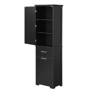 Dexmalle Black Modern Tall Bathroom Storage Cabinet with Adjustable Shelf - 1 of 4