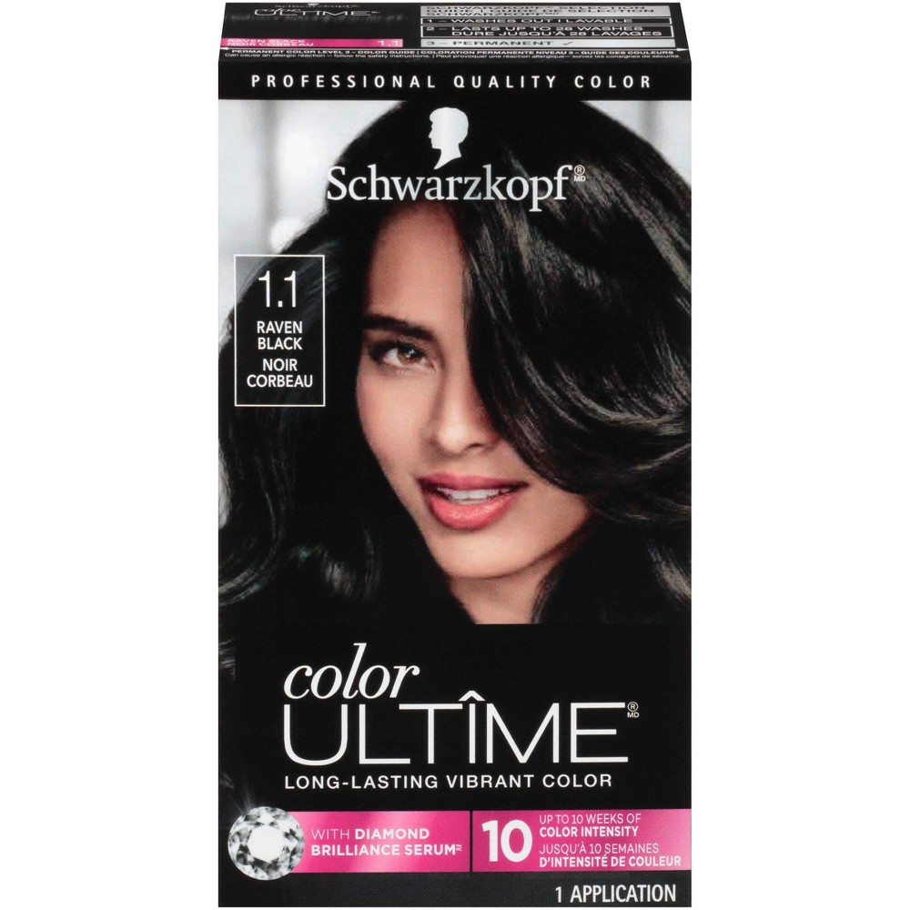 Schwarzkopf Color Ultime Permanent Color - Raven Black: Cream Formula, Hair Coloring for All Types, 45 Min Processing