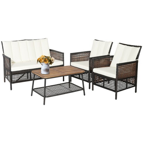 Rattan garden discount furniture with table