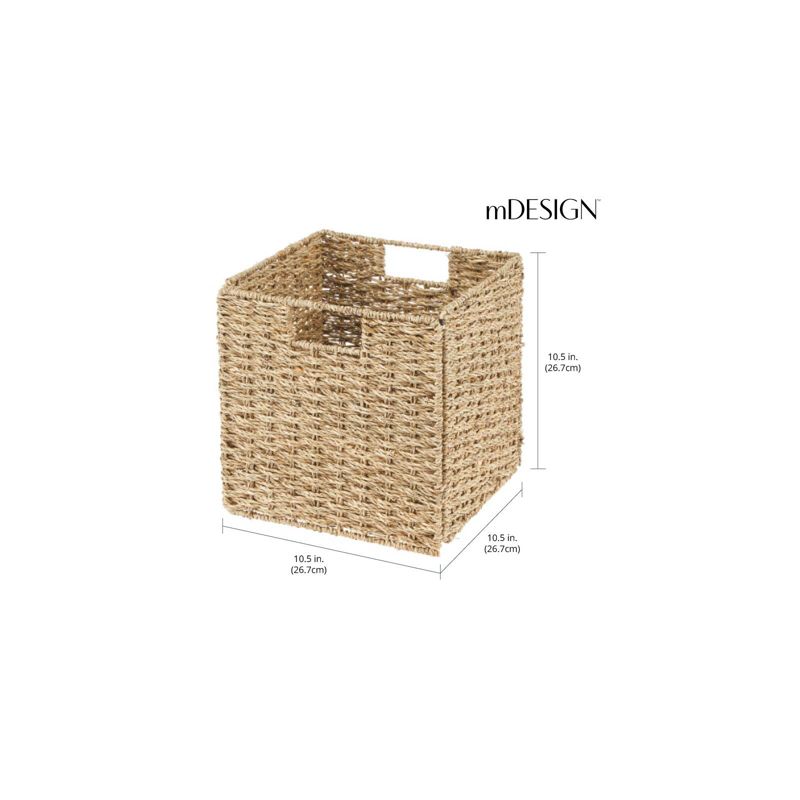 mDesign Seagrass Woven Cube Bin Basket Organizer, Handles, 4 of 10