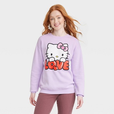Women's Hello Kitty Love Crewneck Graphic Sweatshirt - Lavender L