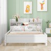 Lyngins Full Size Bed Frame with Storage Headboard & Guardrail, Platform Bed Frame with Built-In LED Light, Solid Pine Wood Kids Bed Frame, Gray - 2 of 4