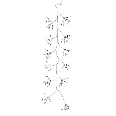 Kurt Adler 6-Foot Silver Bark Garland with Multicolored Fairy Lights