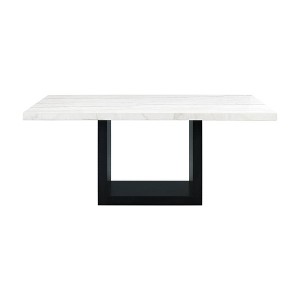 Picket House Furnishings Willow Marble Standard Height Dining Table White: Modern 6-Seater, MDF & Wood Veneer - 1 of 4