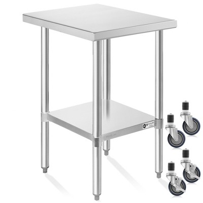 KUTLER Stainless Steel Table with Caster Wheels, NSF Heavy Duty Commercial Prep and Work Table with Undershelf for Restaurant, Hotel, Home