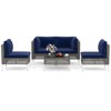 Costway 5 PCS Outdoor Furniture Set with Seat & Back Cushions Tempered Glass Coffee Table Navy/Gray - 2 of 4
