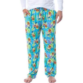 Despicable Me Mens' Minions Tropical Tossed Print Sleep Pajama Pants Blue