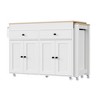 PDTEND 74.5" Kitchen Island with Extendable Dining Table, Rolling Kitchen Storage Cart with Spice Rack, 2 Drawers, 4 Door Cabinet - 3 of 4