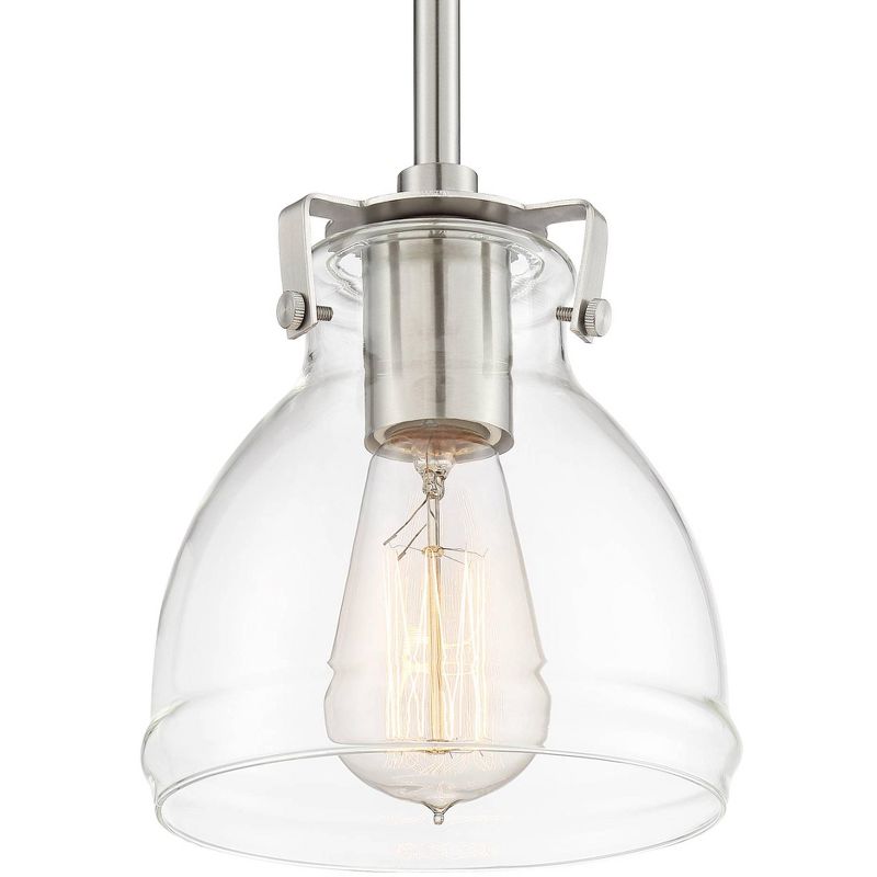 Possini Euro Design Bellis Brushed Nickel Mini Pendant Light 6 1/2" Wide Modern Industrial Clear Glass Shade for Dining Room Home Foyer Kitchen Island, 3 of 8