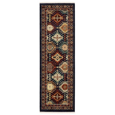 Oriental Weavers Lilihan 003B6 Navy/ Multi Indoor Area Rug - 2' x 6'