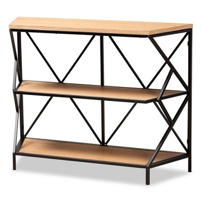 Logan Metal 3 Tier Console Table Brown/Black - Baxton Studio