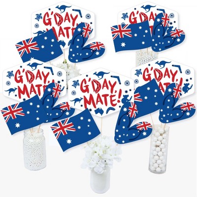 Big Dot of Happiness Australia Day - G'Day Mate Aussie Party Centerpiece Sticks - Table Toppers - Set of 15