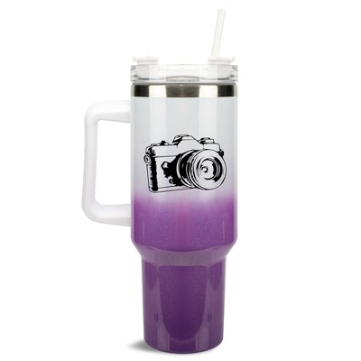 Elanze Designs Old Fashioned Vintage Film Camera 40 oz. Stainless Steel, Large Water Bottle Coffee Mug, Spill & Leak Resistant, Thermal Travel Tumbler