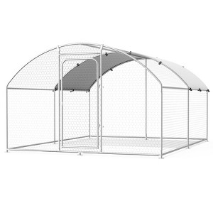 XBRIGH Large Metal Chicken Coop Walk-in Poultry Cage Chicken Run Pen Duck House with Waterproof and Anti-Ultraviolet for Outdoor Farm Use Spire Roof - 1 of 4