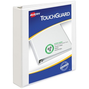 Avery TouchGuard Protection View 3 Ring Binder, Clear View Cover, 1.5" Slant Rings, 1 White Binder (17142) - 1 of 4