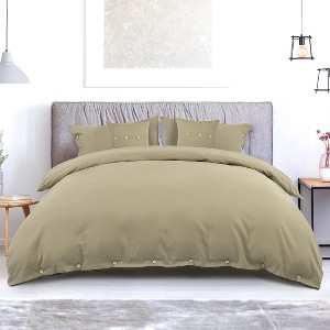 PiccoCasa 110gsm Soft 1 x Duvet Cover 2 x Pillowcases 2 x Throw Pillowcases Duvet Cover Set 5 Pcs - 1 of 4