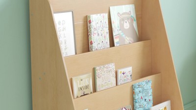 Natural Wood Kids Book Storage Shelf with Curved Edges