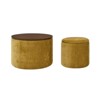 VisioGear 2-Piece Round Storage Ottoman, Equipped with a Drum Shaped Small Stool, Storage Space, and Desktop Panel, Dark Yellow, 23.62"*23.62"*16.53" - 2 of 4