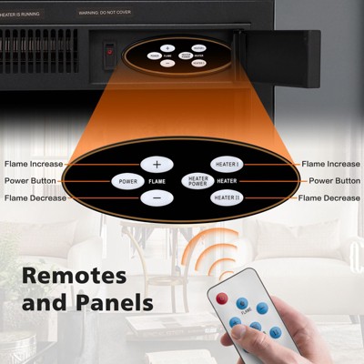 Gray 43" Freestanding Electric Fireplace Mantel with Remote Control