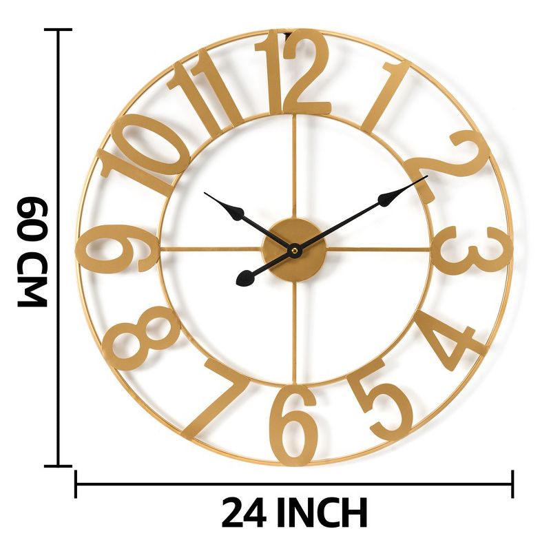 Sorbus Large Wall Clock for Living Room Decor - Numeral Wall Clock for Kitchen - 24 inch Wall Clock Decorative (Gold), 4 of 8