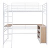 Whisen Stylish Design Metal Frame Loft Bed with Shelves and L-shaped Desk - 3 of 4