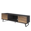 Atelier Mobili, Modern Door Glass Shelf TV Stand with Storage for TVs up 80 to Inches, Walnut - 2 of 2