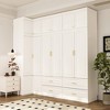 Hitow White Armoire Modern Minimalist Wardrobe Set Lines Pattern Gold Accessories - 2 of 4