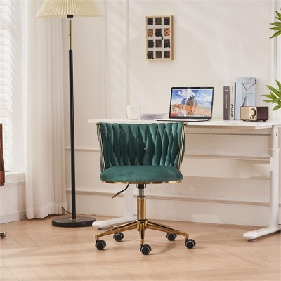 Office Desk Chair,Upholstered Home Office Desk Chairs With Swivel Wheels,Velvet Office Chair With Gold Legs Discount Office Chairs-The Pop Home