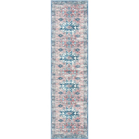 Journey JNY148 Power Loomed Area Rug - Pink/Blue - 2'2