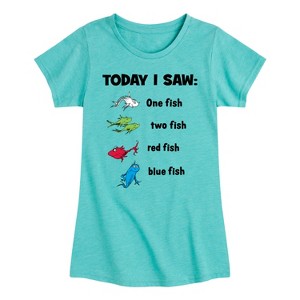 Girls' - Dr. Seuss - Today Saw One Fish Fitted Short Sleeve Graphic T-Shirt - 1 of 4
