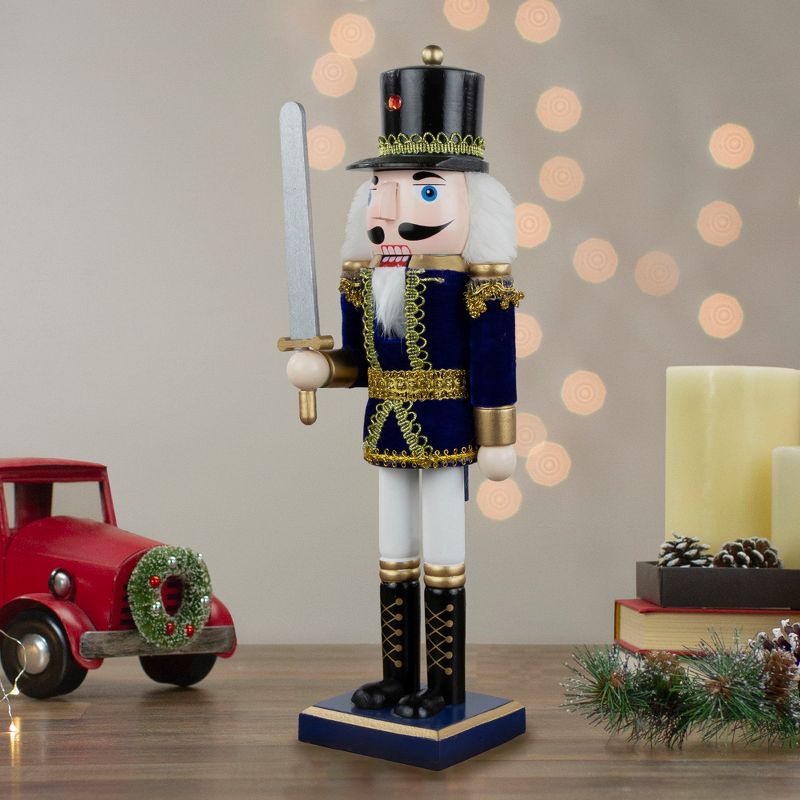 Northlight 14" Blue and White Christmas Nutcracker Soldier with Sword Tabletop Decor, 2 of 6