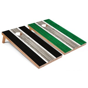 Skip's Garage Black and Kelly Striped Cornhole Board Set, Includes 2 Boards, 8 Bags & Optional Accessories - 1 of 4