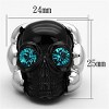 Slickblue Women’s Two-Tone IP Black Stainless Steel Skull Ring with Blue Zircon Synthetic Crystal, Size 5-10 - 2 of 4
