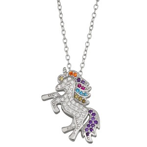 Junior Jewels Sterling Silver Children's Cz Unicorn Pendant - 1 of 2