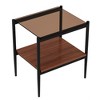 GlasFlength End Tables Contemporary Accent Furniture with Sleek Design for Modern Living Rooms, Brown,19.1”*15.35”*21.14" - 2 of 4