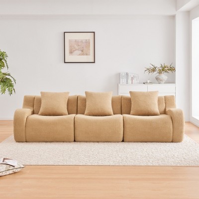SKRAN Fabric Boneless Sofa, Curved Deep Seat  Couches, Streamlined Design No Assembly Required for Living Rooms and Bedrooms
