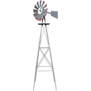 VINGLI 8FT Ornamental Windmill Backyard Garden Decoration Weather Vane, Heavy Duty Metal Wind Mill w/ 4 Legs Design - 1 of 4