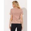 Allegra K Women's Satin Pleated Round Neck Button Front Puff Sleeve Office Blouse - 4 of 4