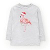Flamingo Christmas Lights Watercolor - Youth Long Sleeve Graphic T-Shirt - 2 of 4