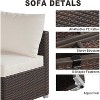 Acekool 8-Piece Outdoor Patio Furniture Set with Rattan Sectional Sofa, Tempered Glass Coffee Table, Hidden Storage, and 4” Thick Cushions, Beige - 2 of 4